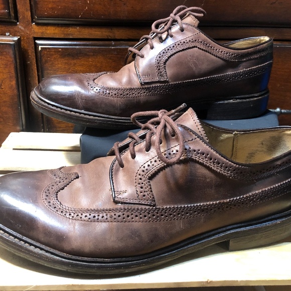 Men's Brown Leather Derby Dress Shoes - Picture 7 of 7